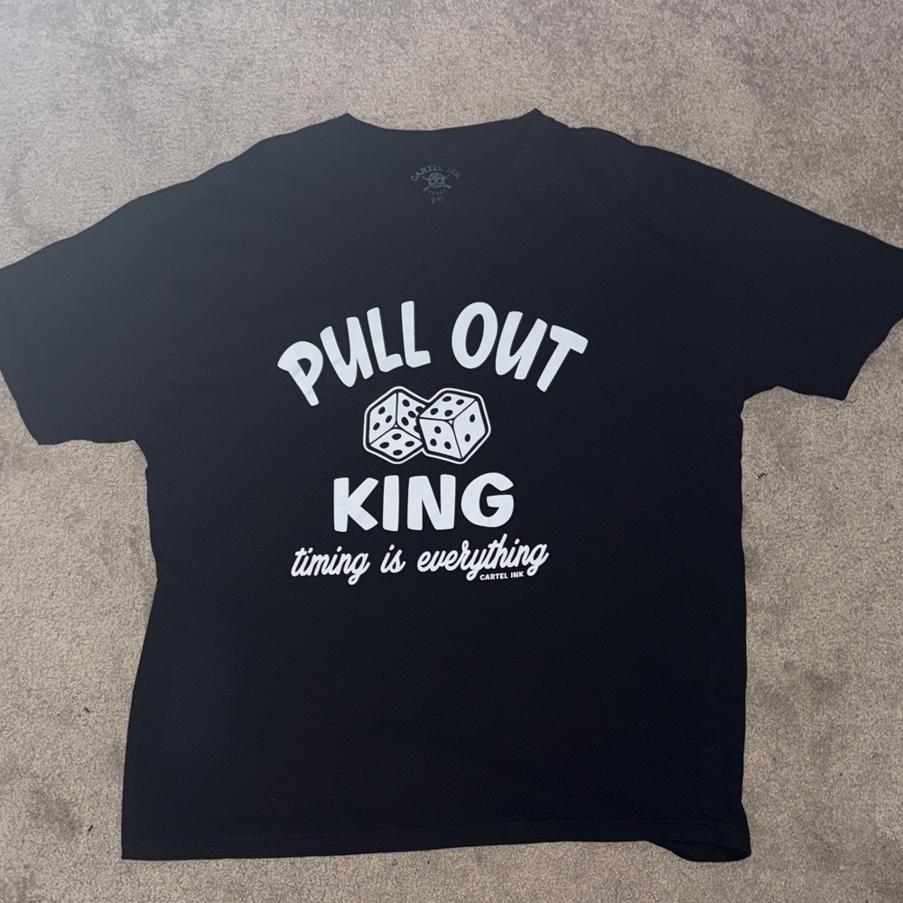 Black Graphic Tee with Dice Design